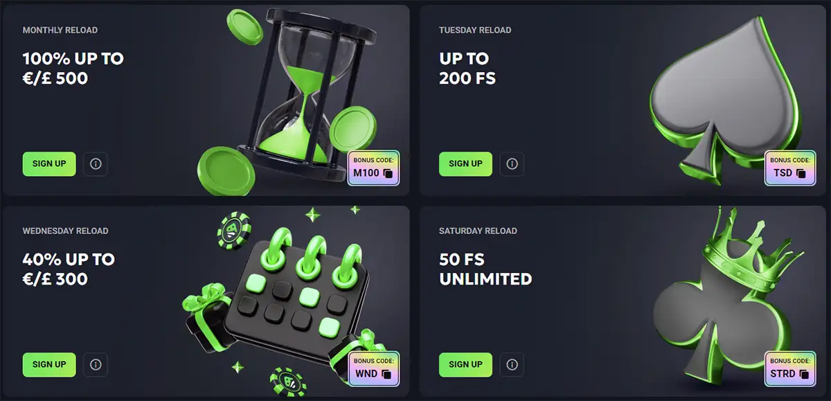 Actuele spelbonussen bij Luckywave Casino